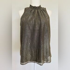 Chenault Black and Gold Patterned Tank Top Blouse- Medium